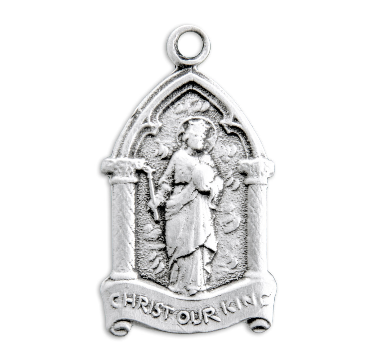 Christ Our King Sterling Silver Medal Pendant Necklace