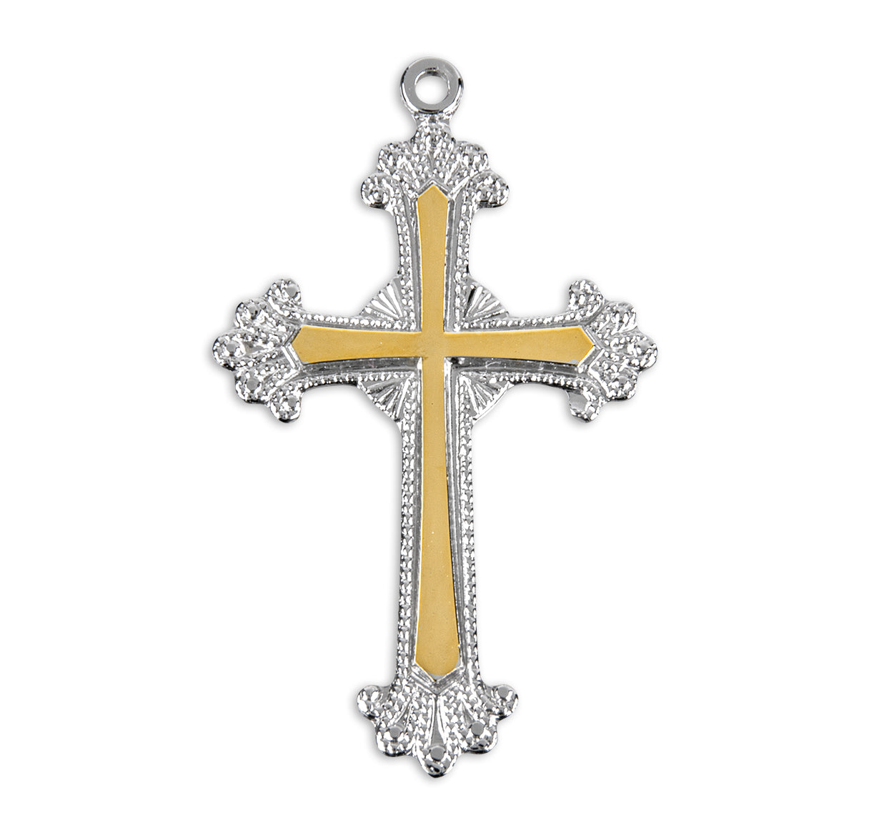 Two-Tone Sterling Silver Cross with Curb Chain Gift Box