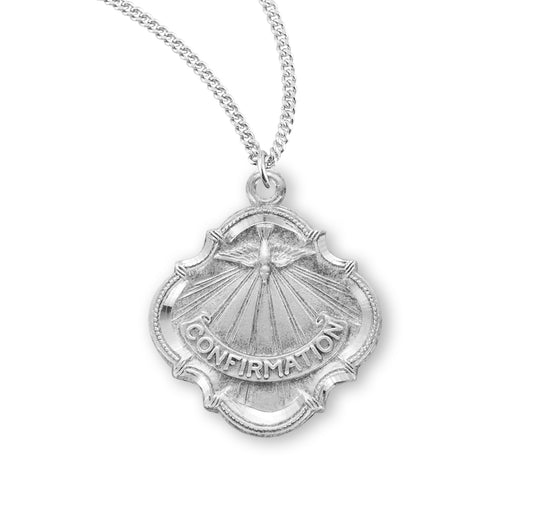 Holy Spirit Sterling Silver Confirmation Medal Pendant Necklace