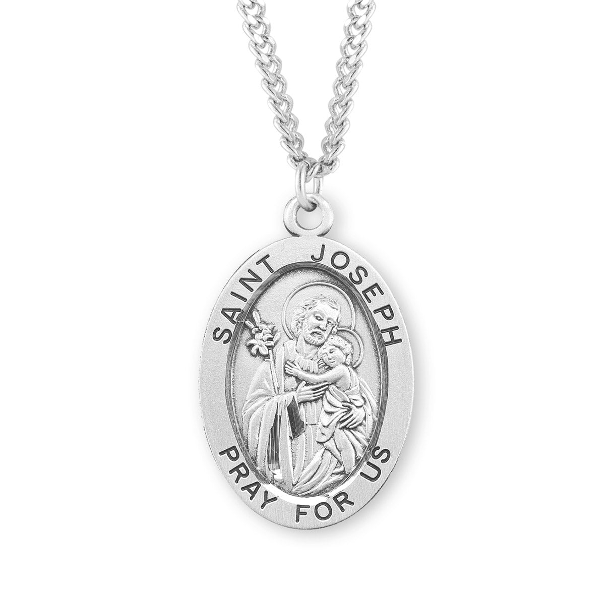 St. Joseph Sterling Silver Medal Necklace