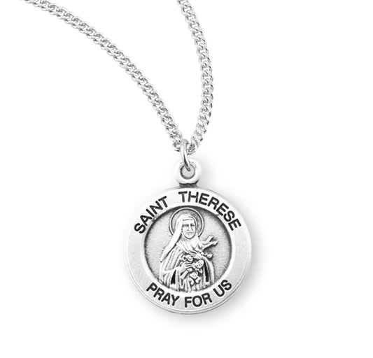 St. Therese Sterling Silver Medal Necklace