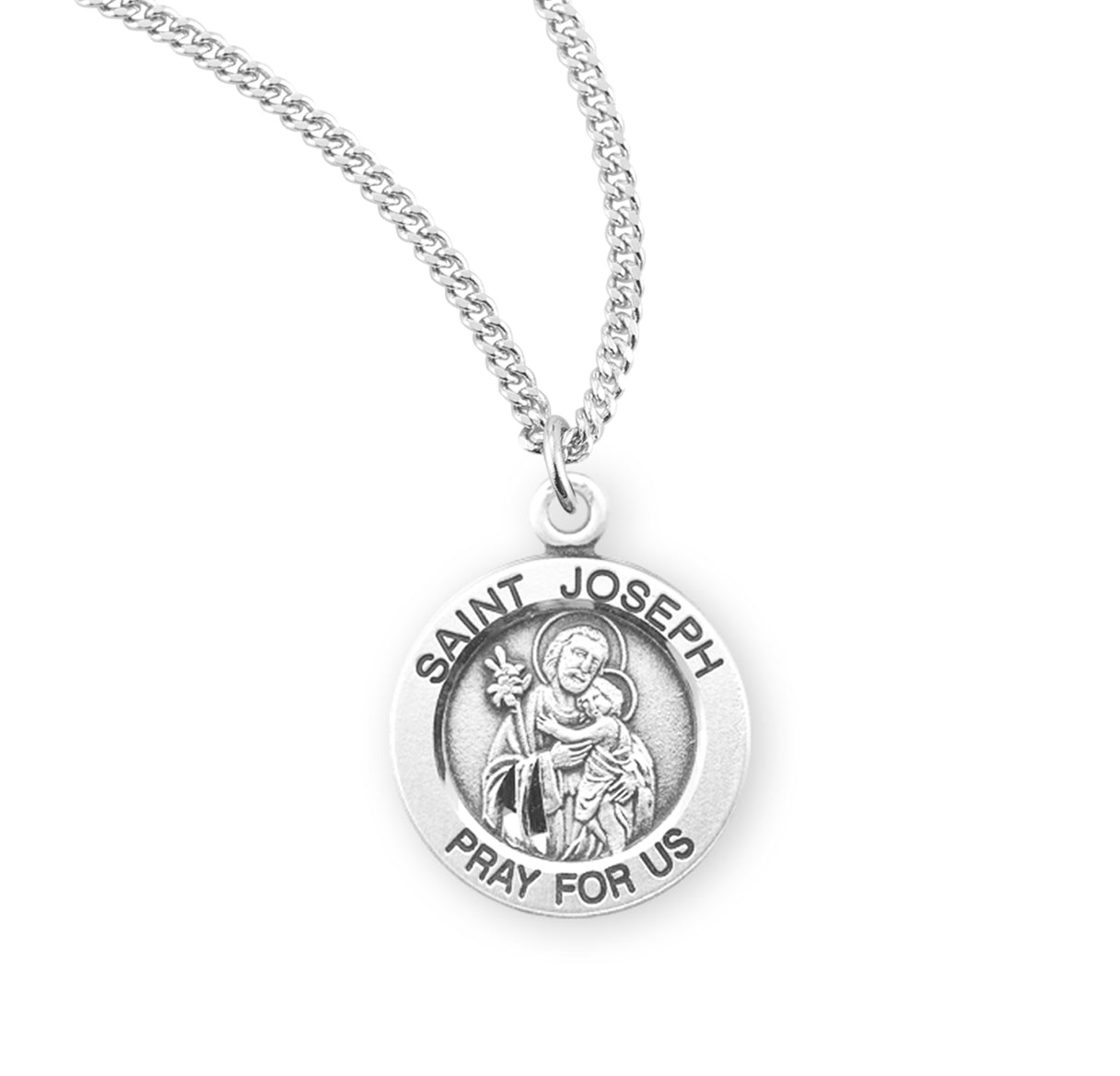 St. Joseph Sterling Silver Medal Necklace