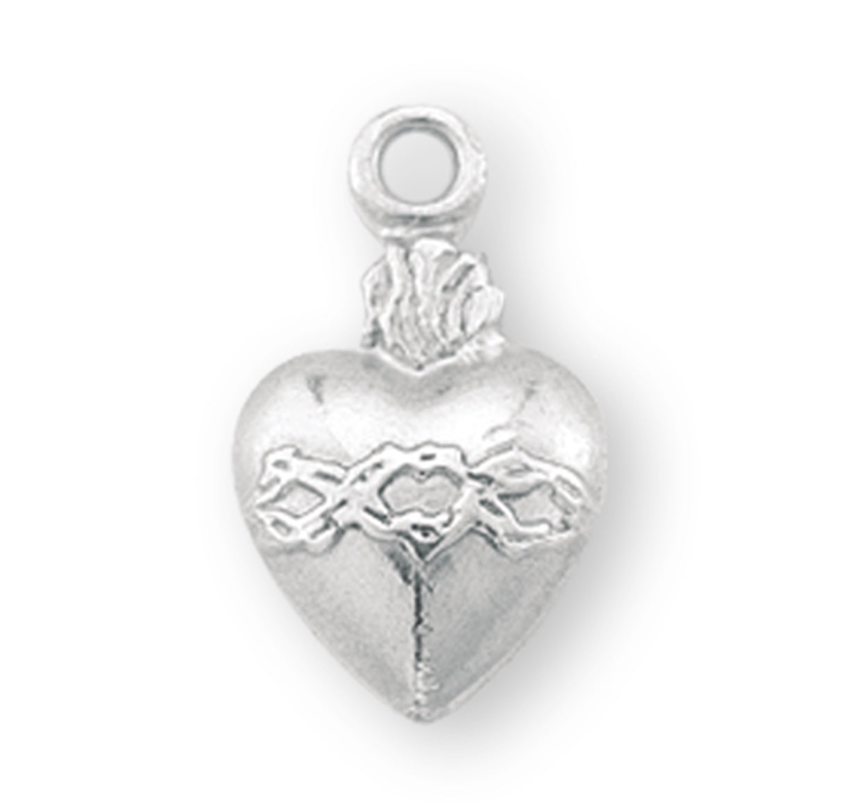 Sterling Silver Sacred Heart Medal Pendant Necklace