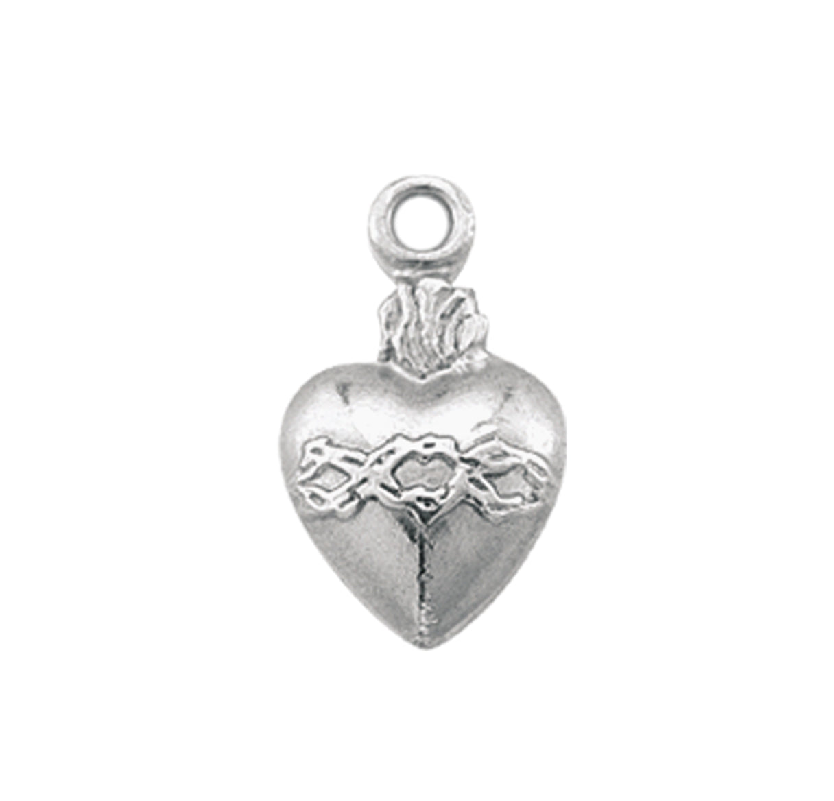 Sterling Silver Sacred Heart Medal Pendant Necklace