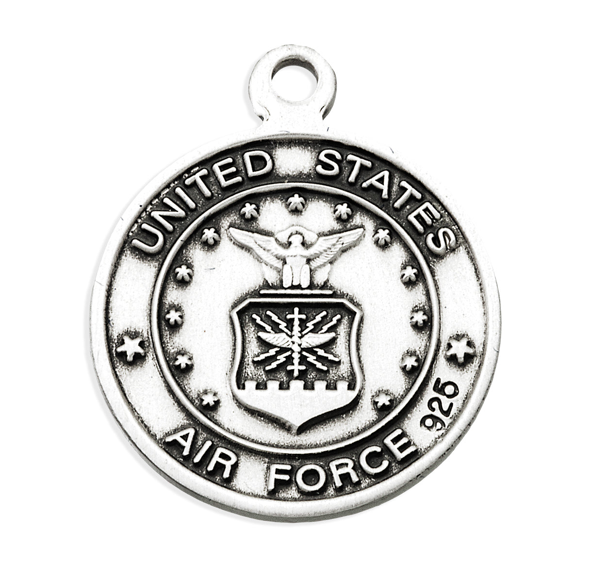 Extel Medium Sterling Silver Air Force Medal Pendant Necklace