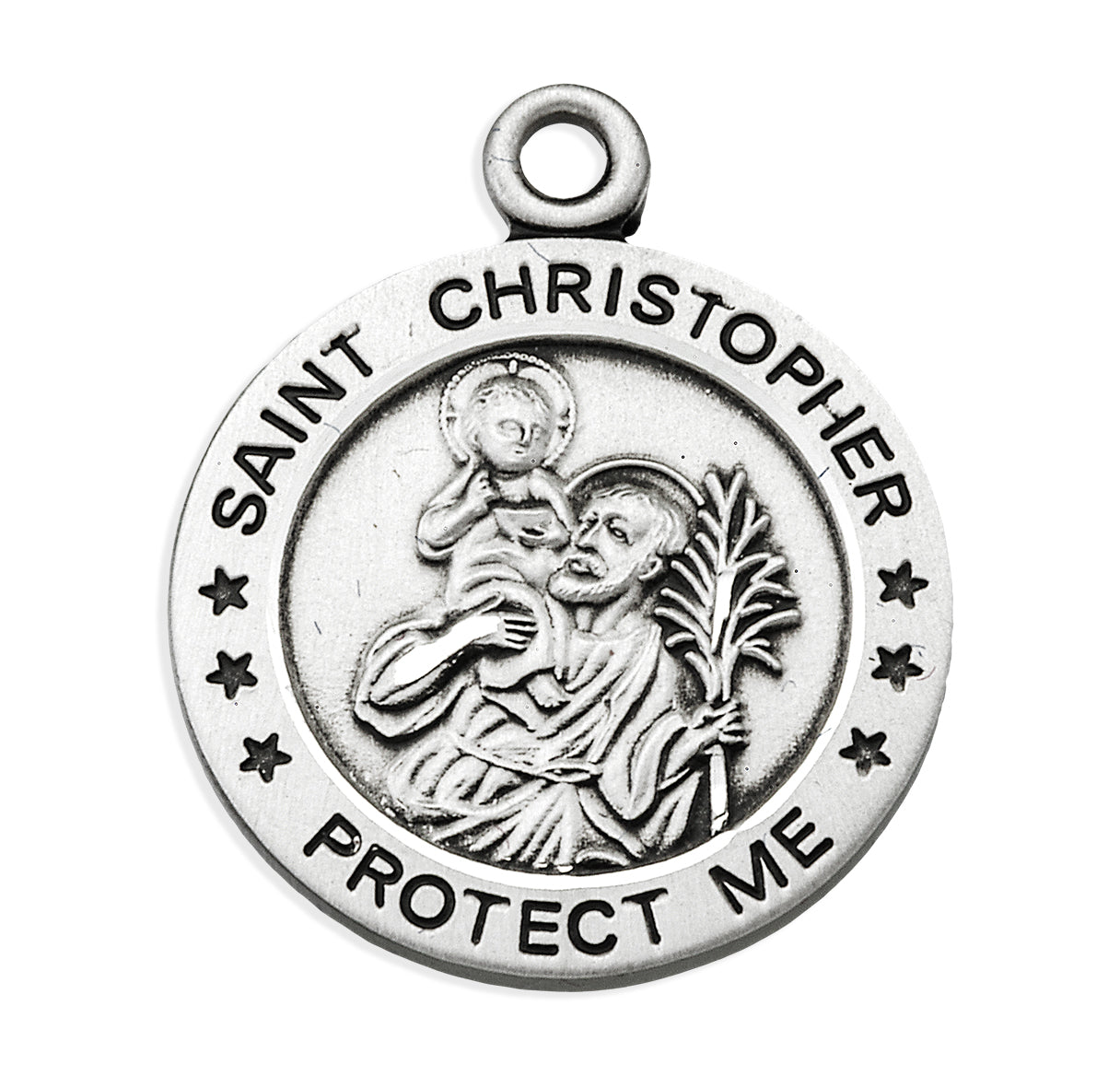 Extel Medium Sterling Silver Air Force Medal Pendant Necklace with St. Christopher on Reverse Side