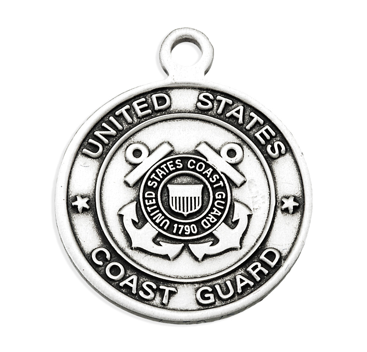 Extel Medium Sterling Silver Coast Guard Medal Pendant Necklace