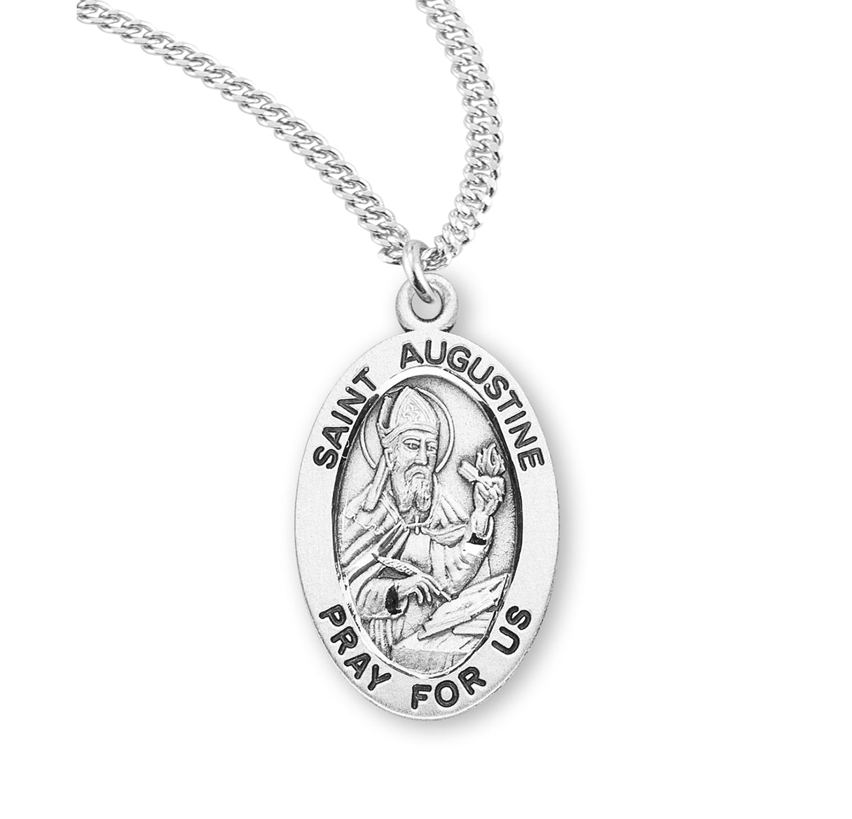 St. Augustine Sterling Silver Medal Necklace