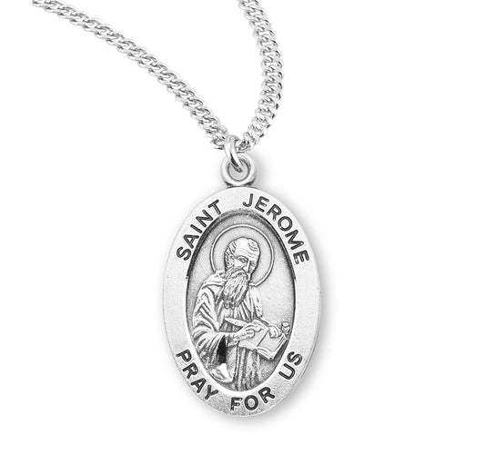 St. Jerome Sterling Silver Medal Necklace