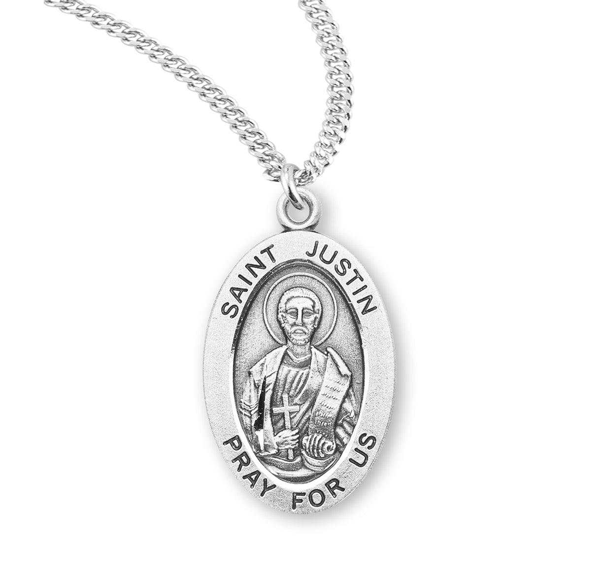 St. Justin Sterling Silver Medal Necklace