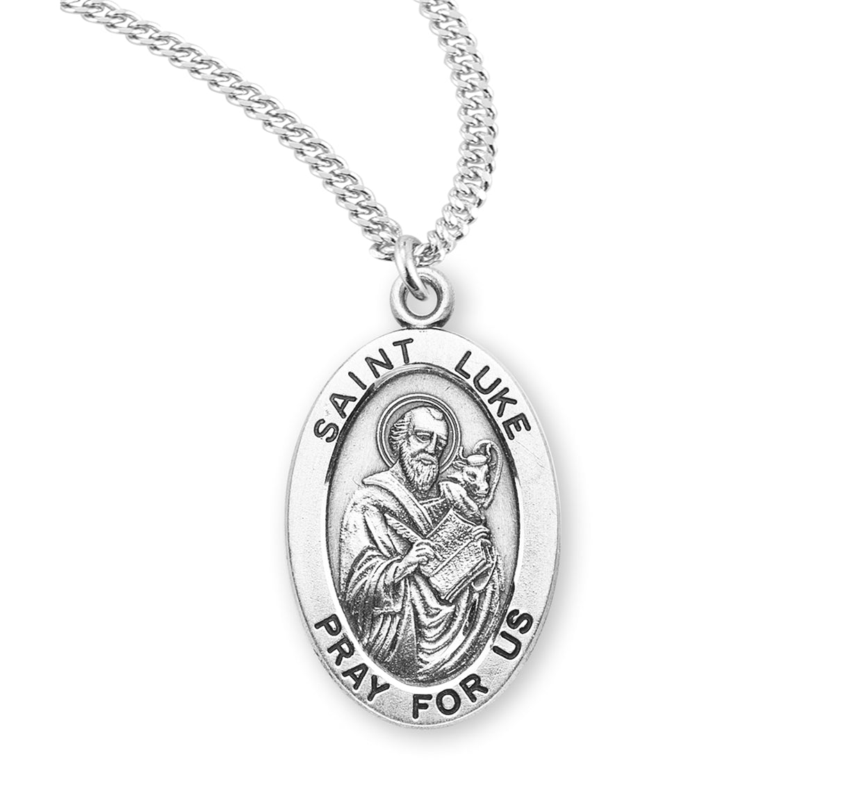 St. Luke Sterling Silver Medal Necklace