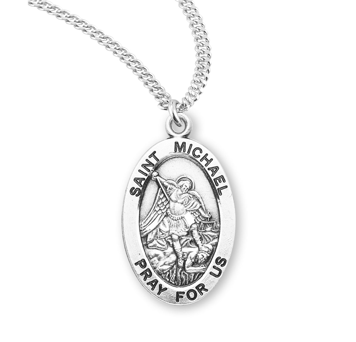 St. Michael Sterling Silver Medal Necklace