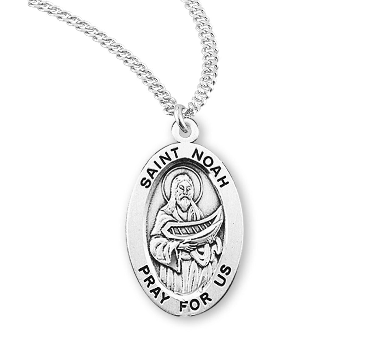 St. Noah Sterling Silver Medal Necklace