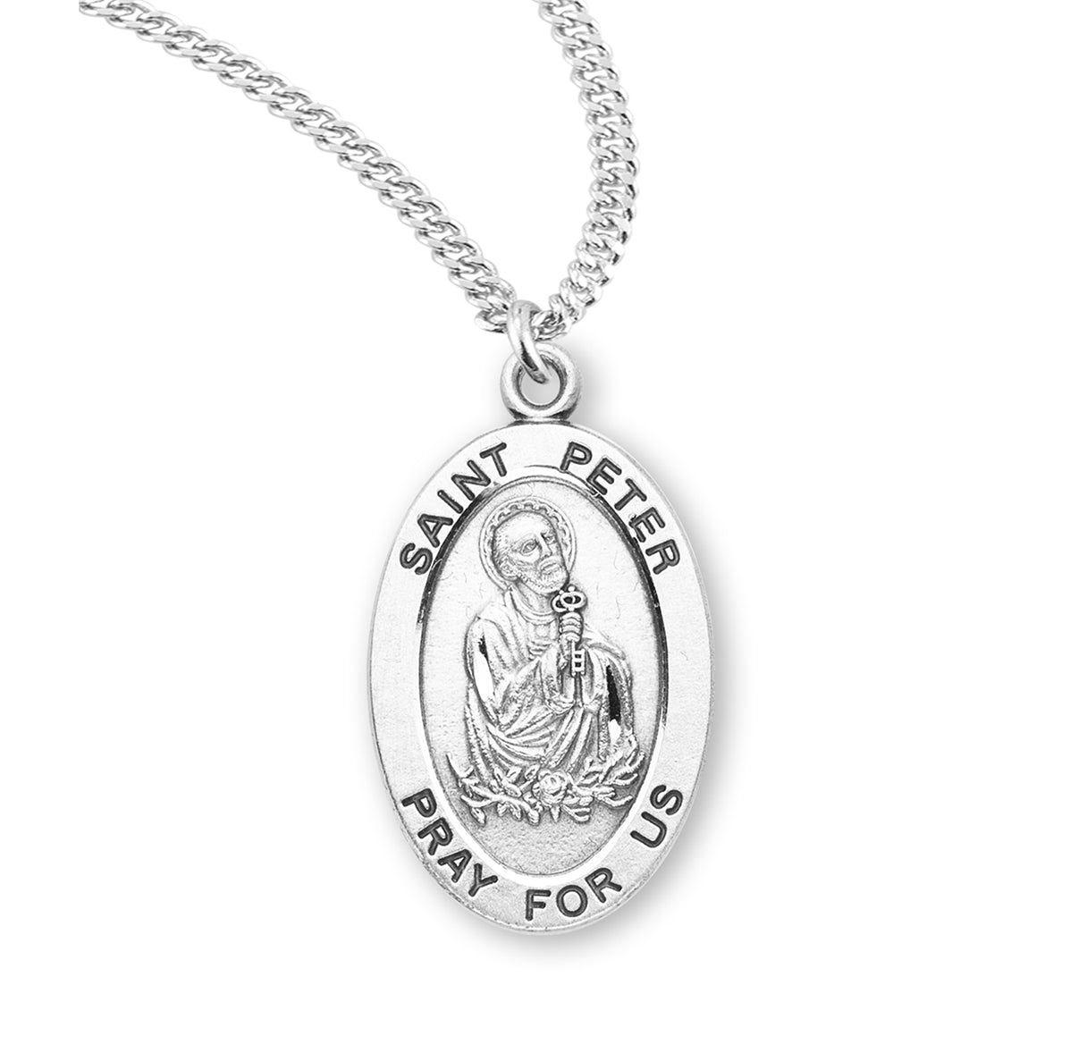 St. Peter Sterling Silver Medal Necklace