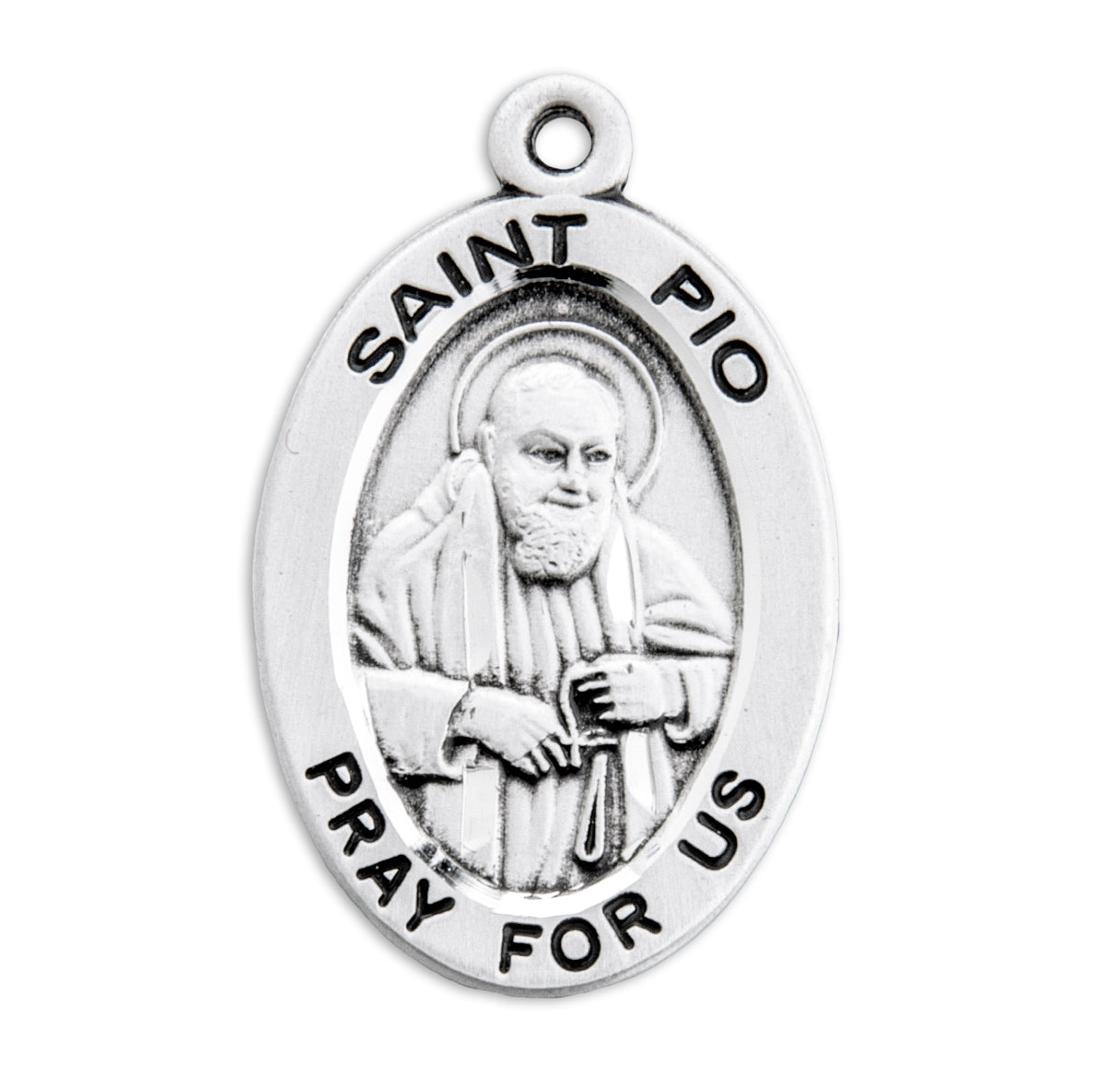 St. Pio Sterling Silver Medal Necklace