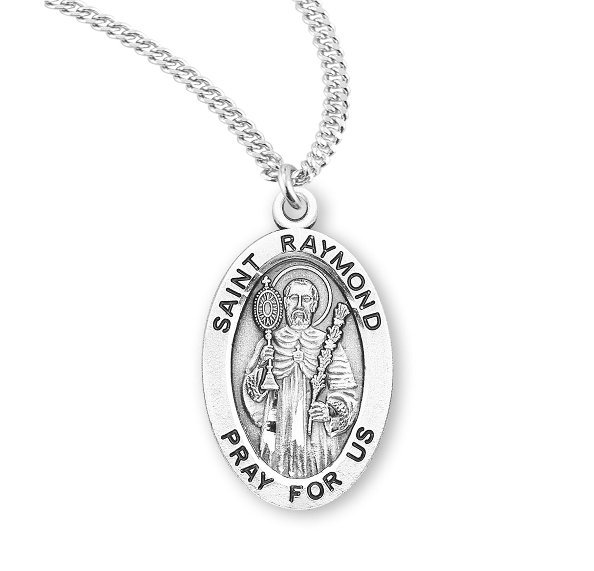 St. Raymond Sterling Silver Medal Necklace