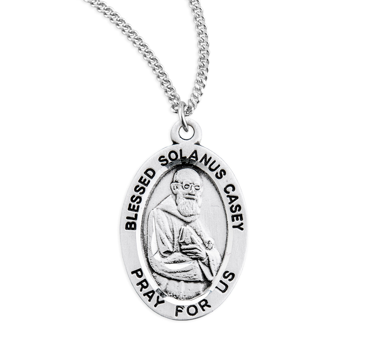 Blessed Solanus Casey Oval Sterling Silver Medal Pendant Necklace