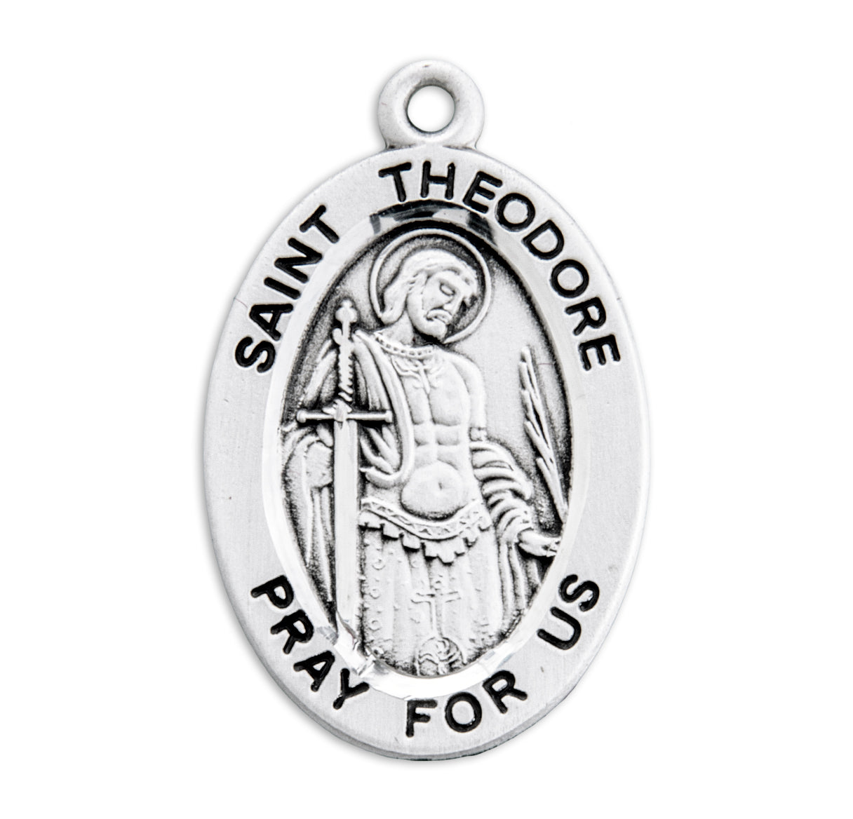 St. Theodore Sterling Silver Medal Necklace