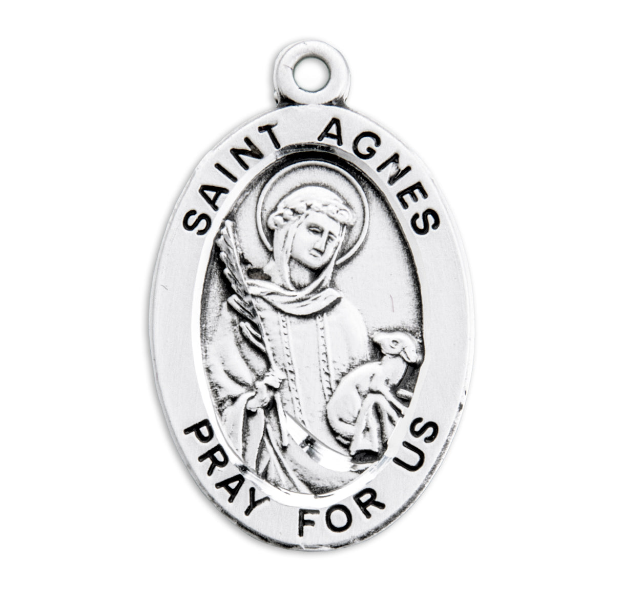 St. Agnes Sterling Silver Medal Necklace