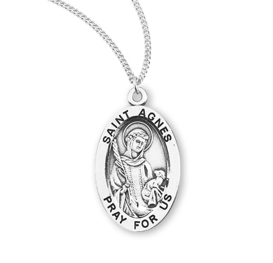 St. Agnes Sterling Silver Medal Necklace