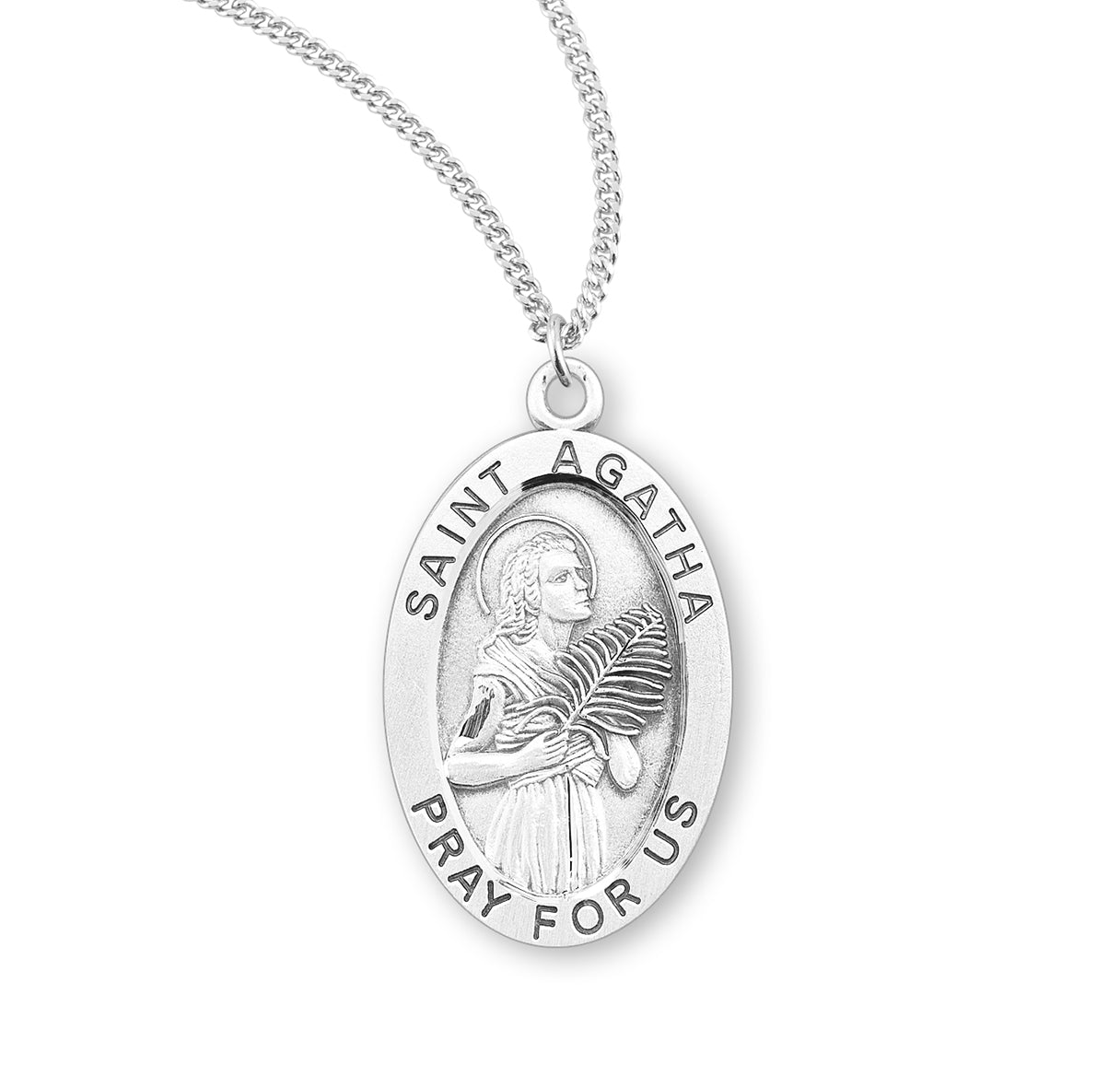 St. Agatha Sterling Silver Medal Necklace