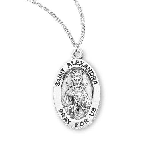 St. Alexandra Sterling Silver Medal Necklace