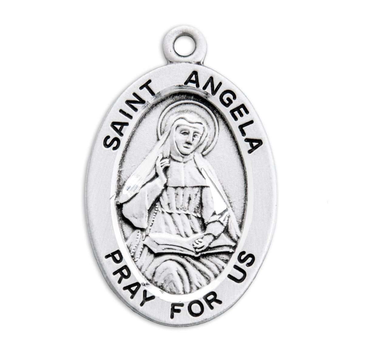 St. Angela Sterling Silver Medal Necklace