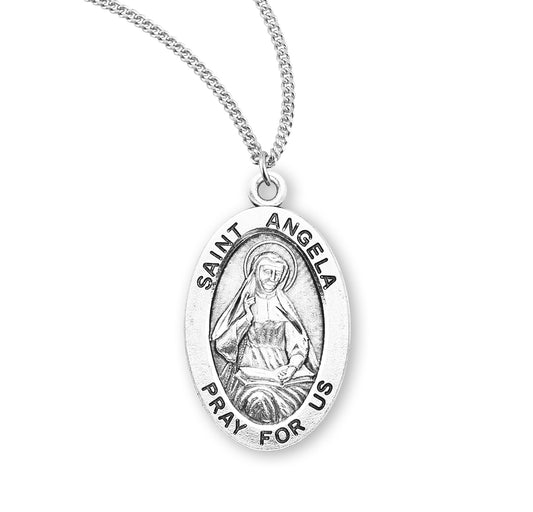 St. Angela Sterling Silver Medal Necklace