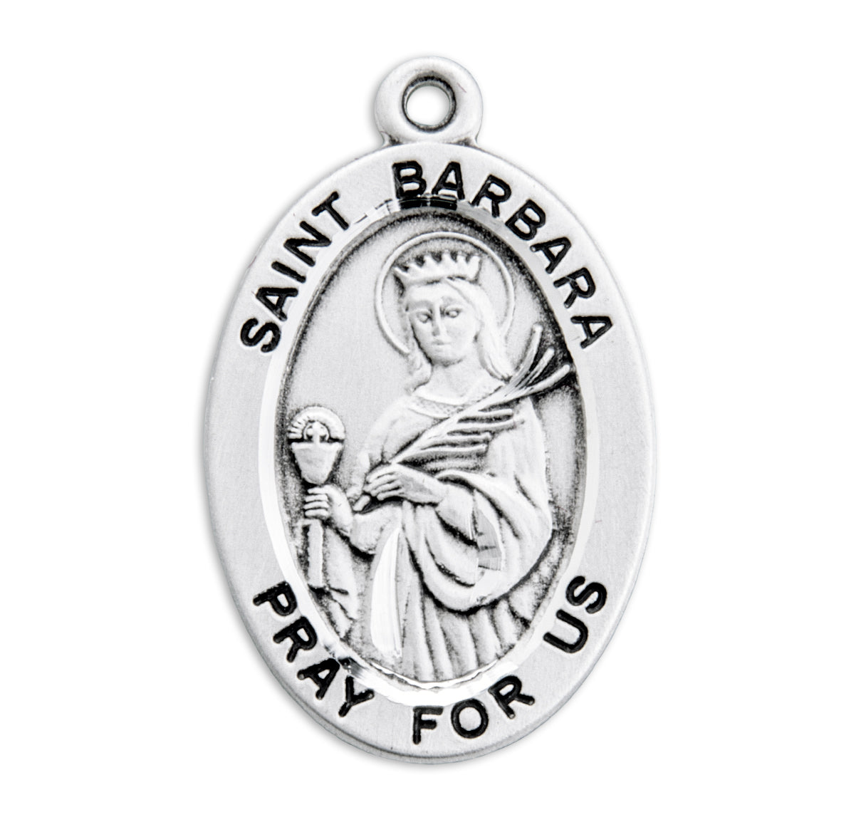 St. Barbara Sterling Silver Medal Necklace