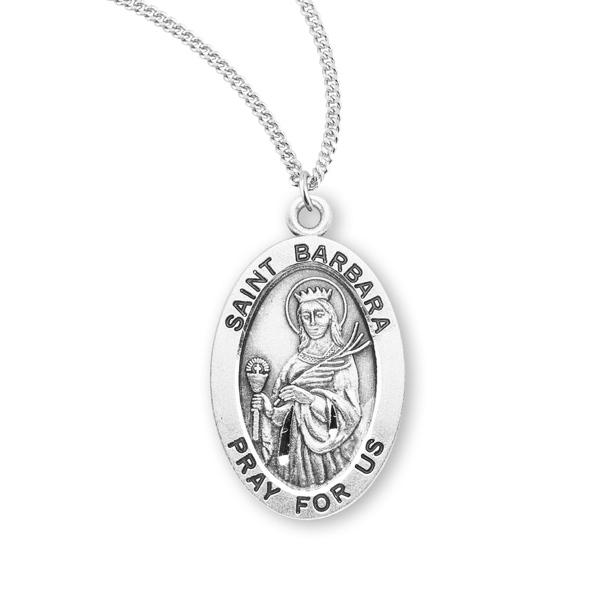 St. Barbara Sterling Silver Medal Necklace