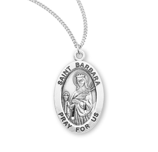 St. Barbara Sterling Silver Medal Necklace