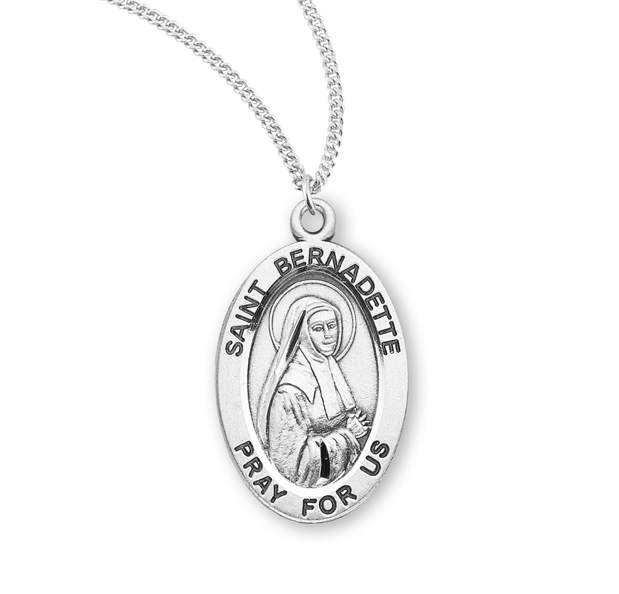 St. Bernadette Sterling Silver Medal Necklace