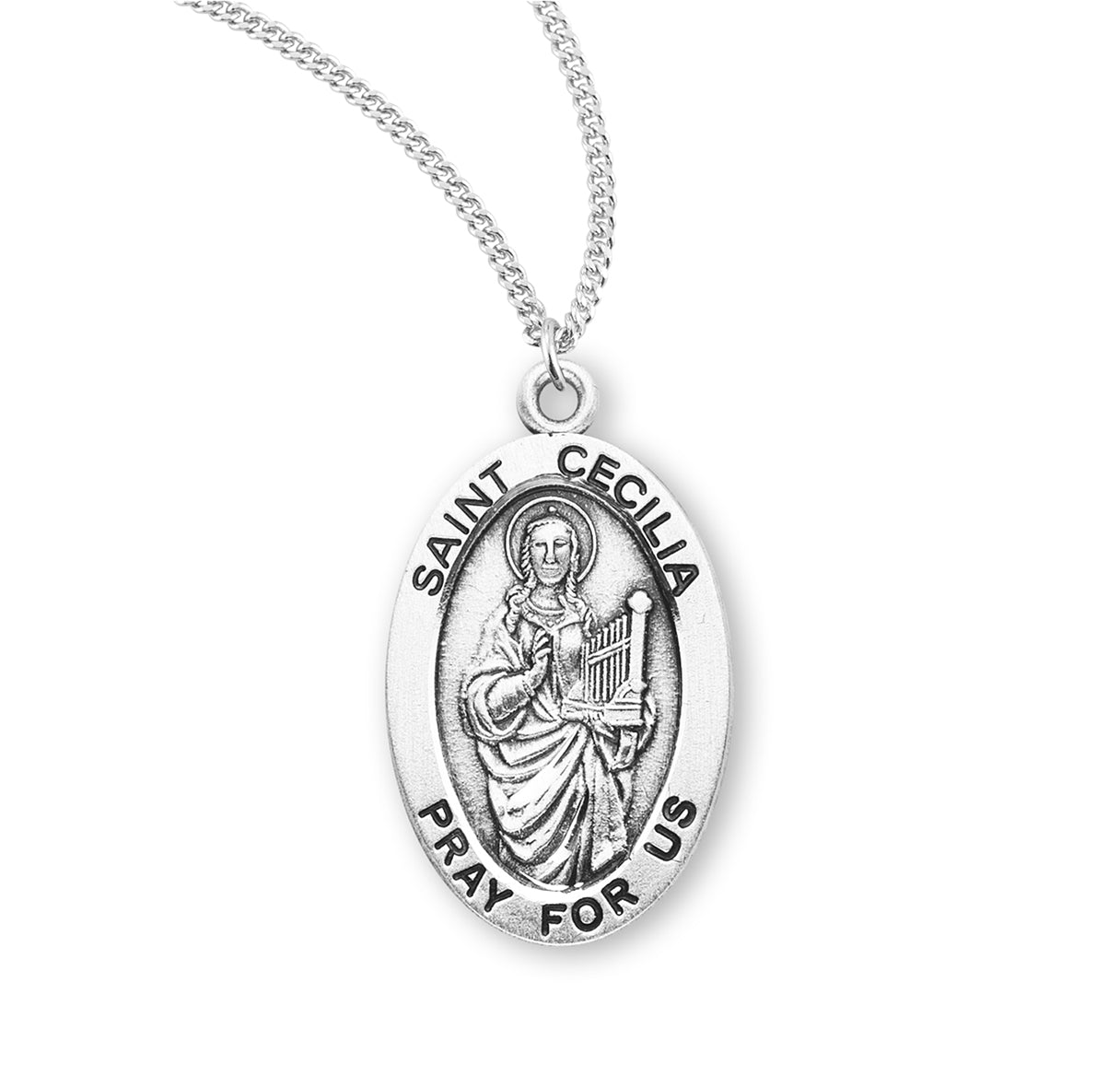 St. Cecilia Sterling Silver Medal Necklace