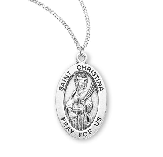 St. Christina Sterling Silver Medal Necklace