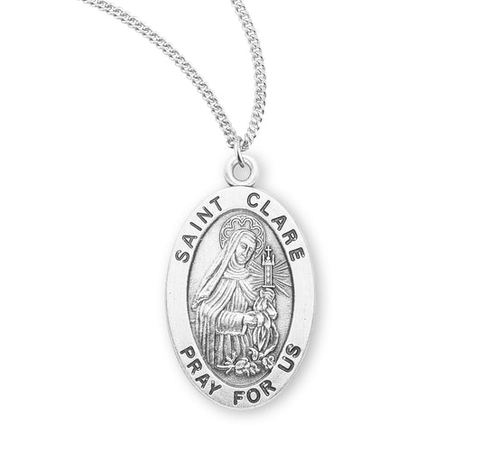 St. Clare Sterling Silver Medal Necklace