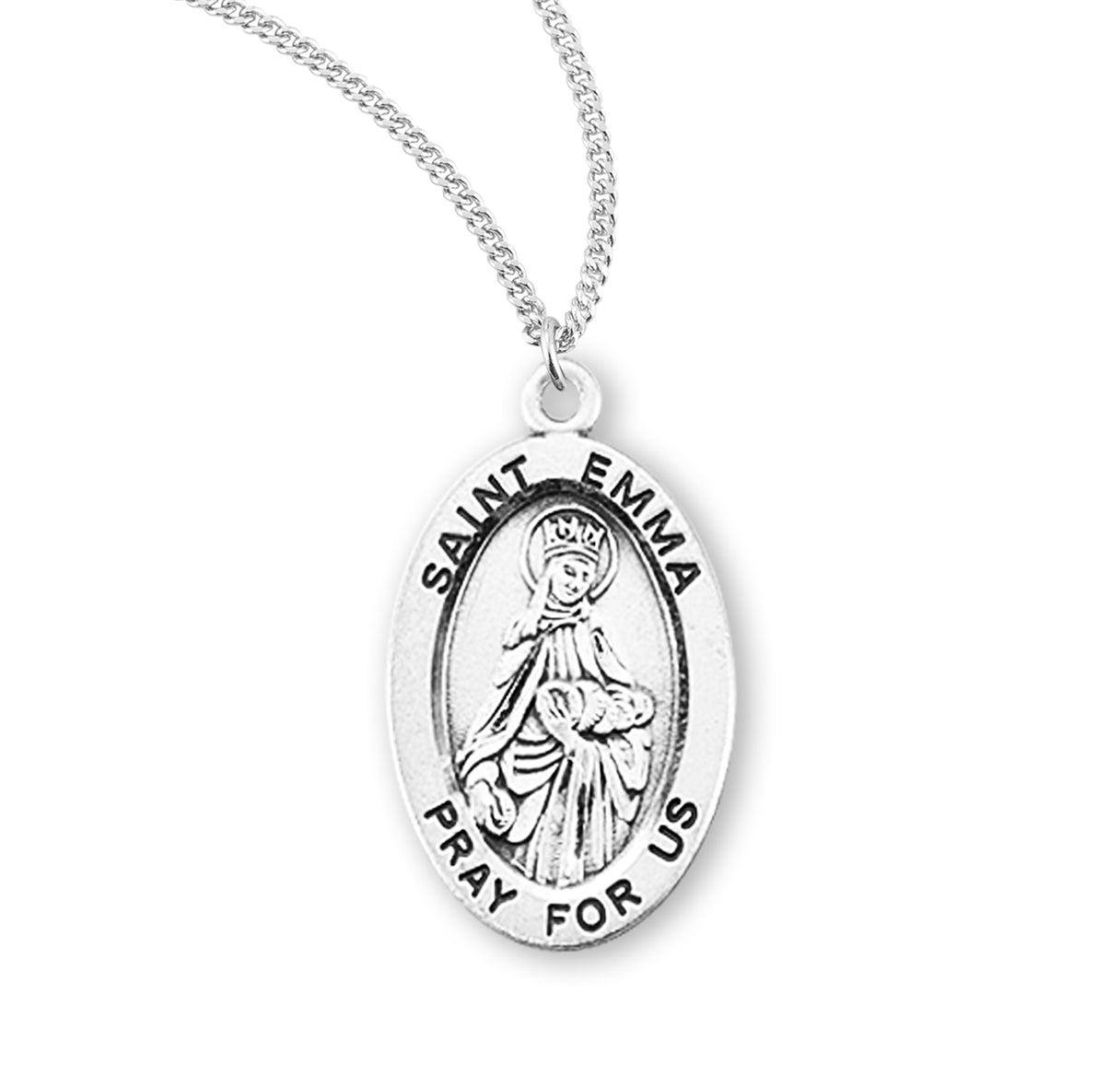 St. Emma Sterling Silver Medal Necklace