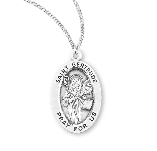 St. Gertrude Sterling Silver Medal Necklace