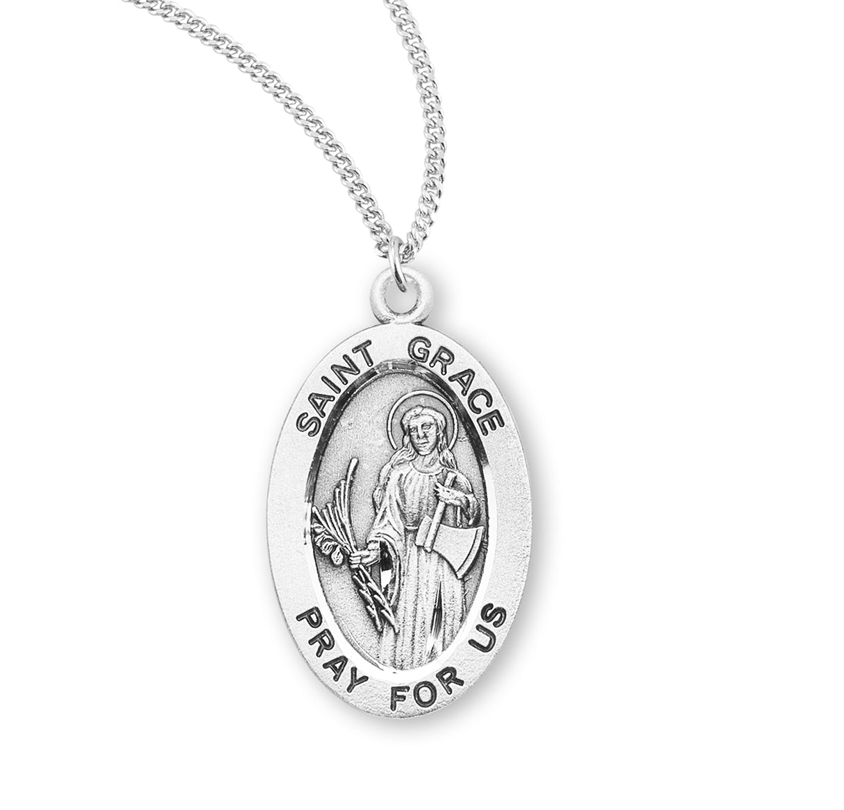 St. Grace Sterling Silver Medal Necklace