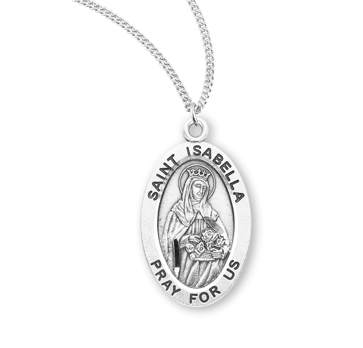 St. Isabella Sterling Silver Medal Necklace