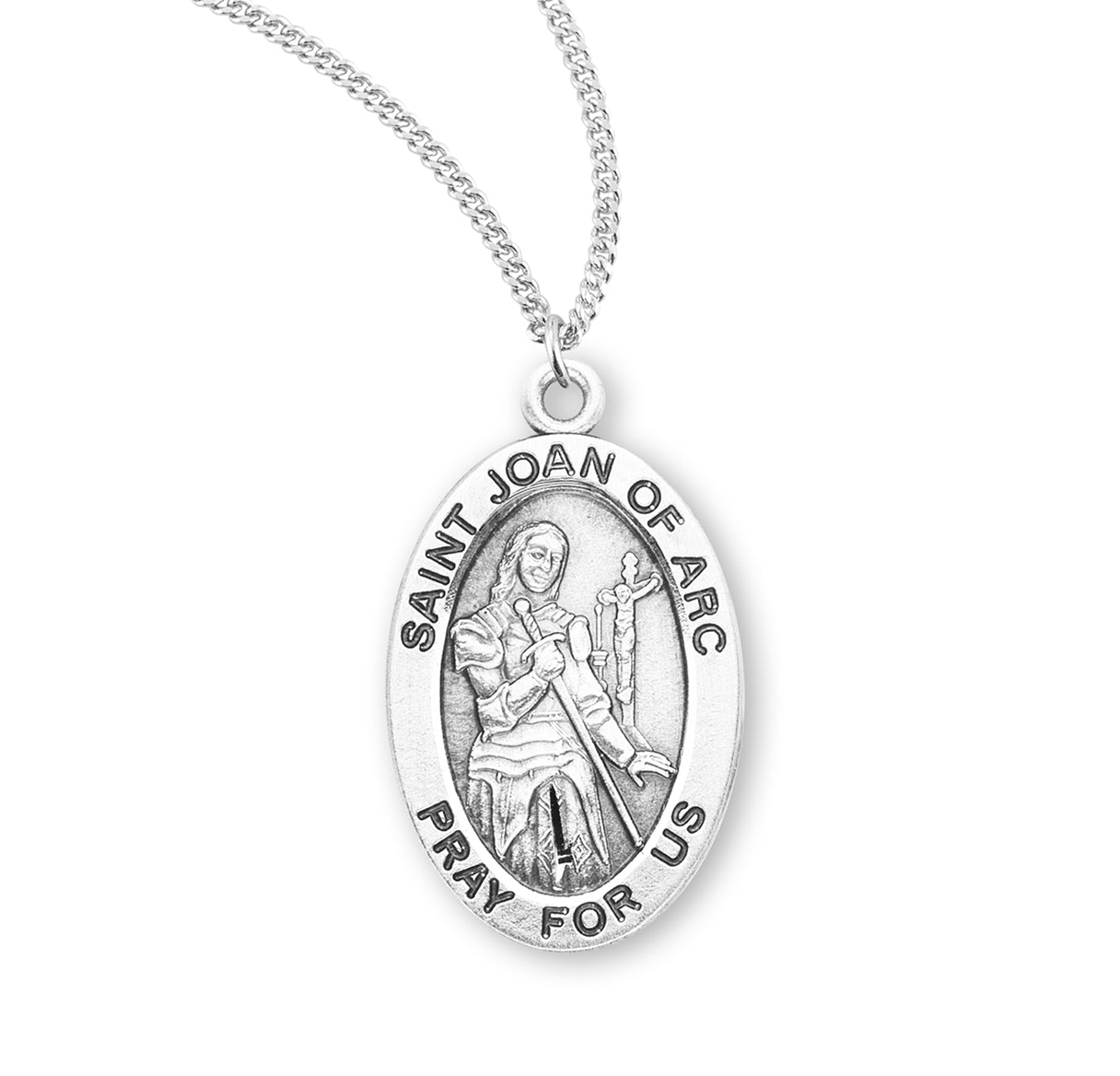 St. Joan Sterling Silver Medal Necklace