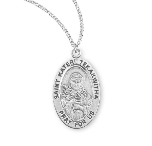 St. Kateri Tekwitha Sterling Silver Medal Necklace