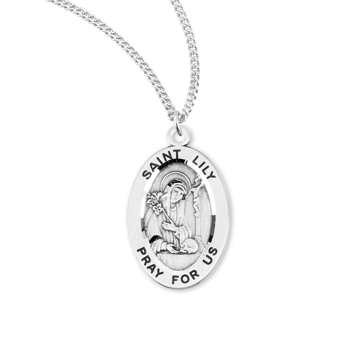 St. Lily Sterling Silver Medal Necklace