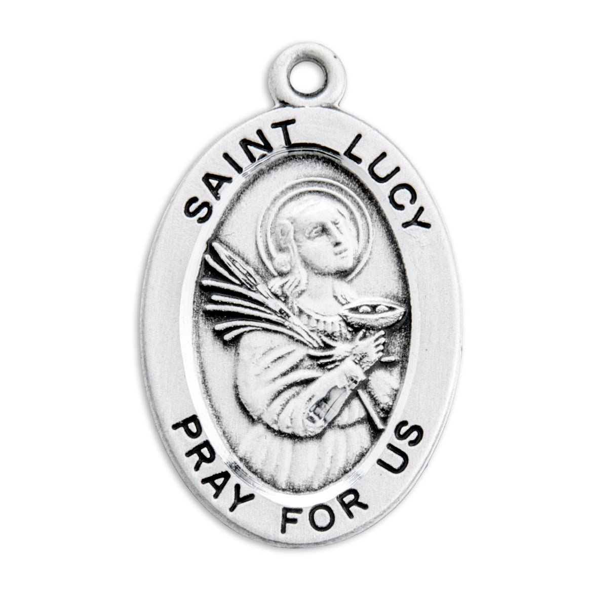 St. Lucy Sterling Silver Medal Necklace