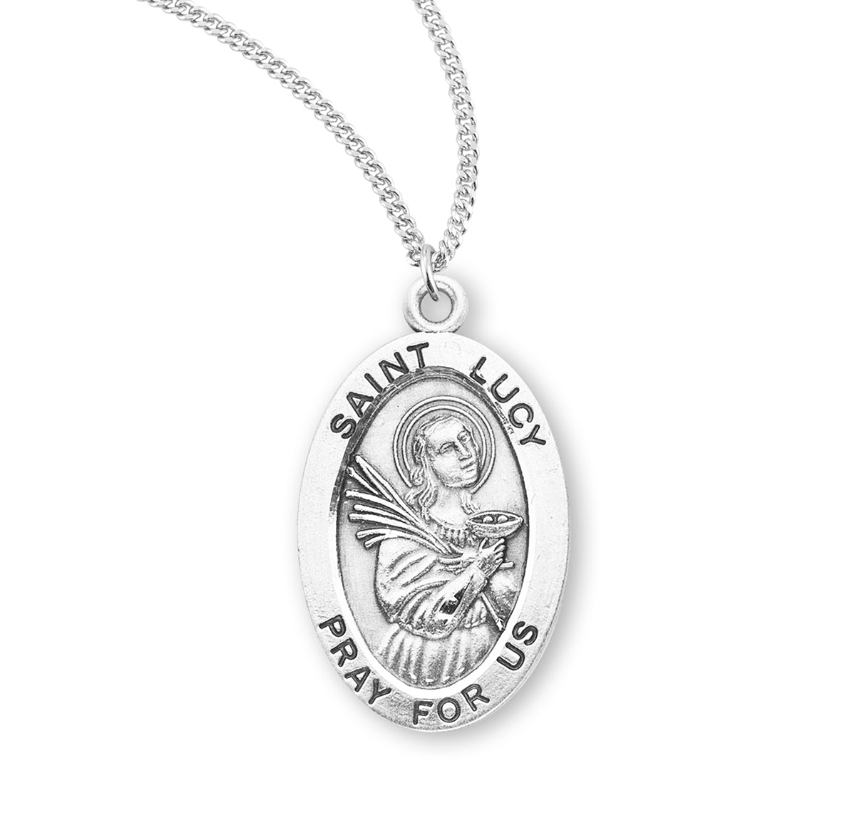 St. Lucy Sterling Silver Medal Necklace