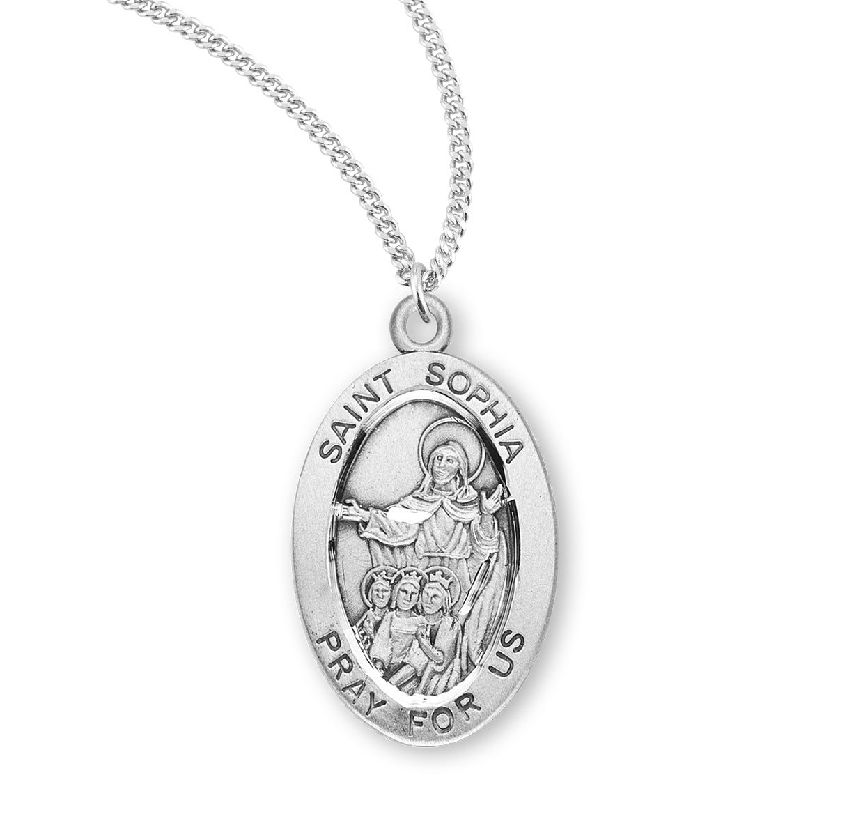 St. Sophia Sterling Silver Medal Necklace