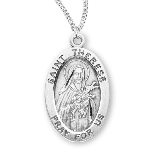 St. Therese of Lisieux Sterling Silver Medal Necklace