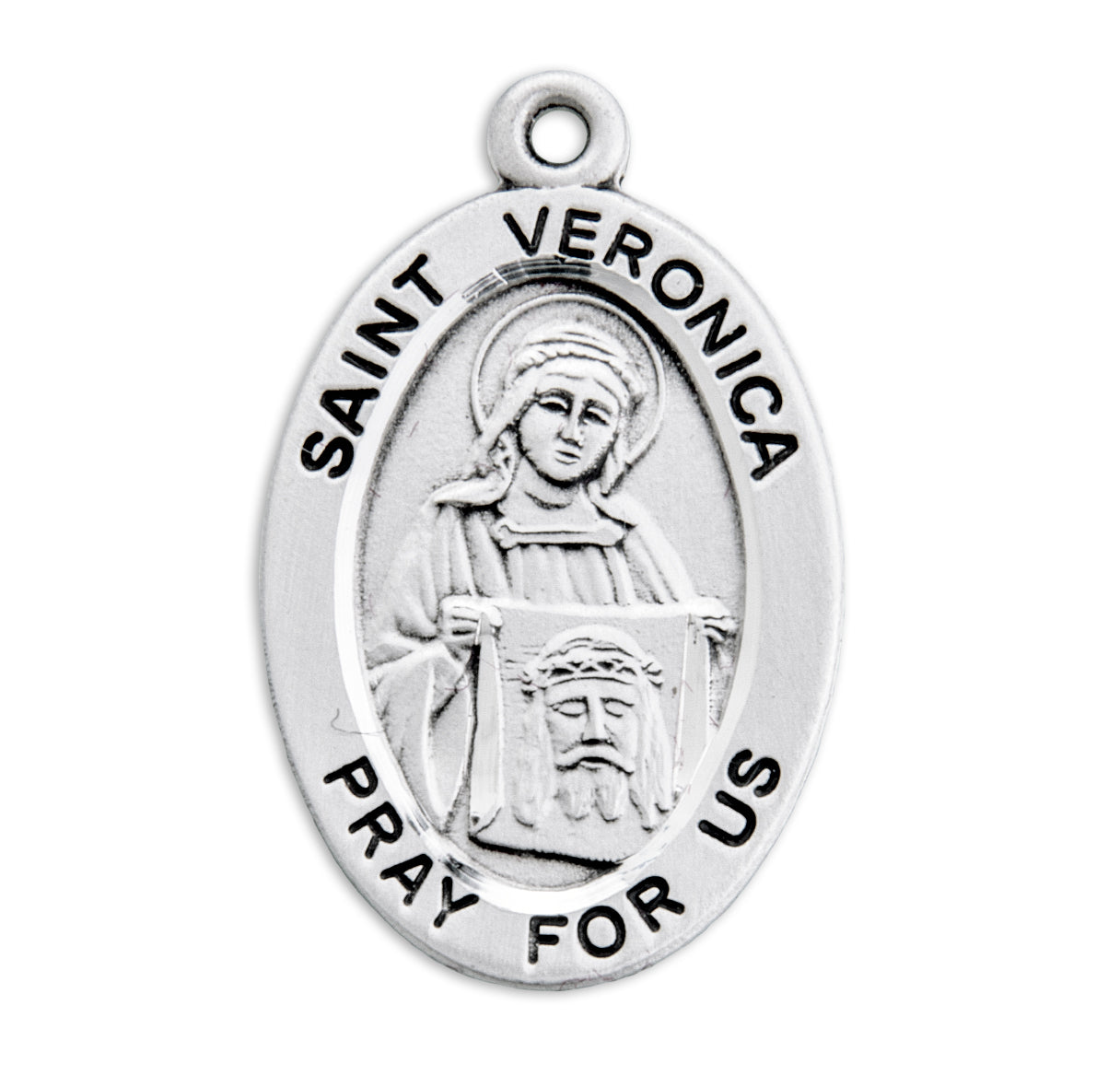 St. Veronica Sterling Silver Medal Necklace