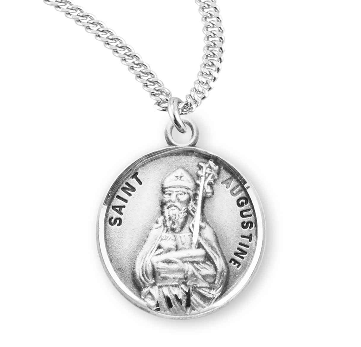 St. Augustine Sterling Silver Medal Necklace