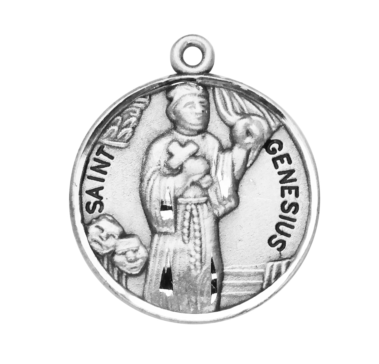 St. Genesius Sterling Silver Medal Necklace