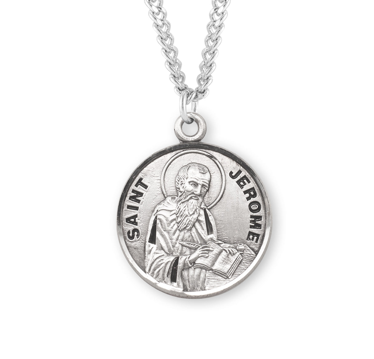 St. Jerome Sterling Silver Medal Necklace